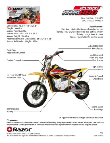 Razor MX650 dirt bike design