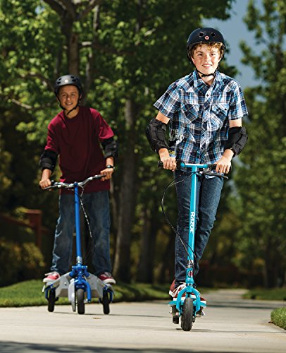 Kids riding razor e200 scooter