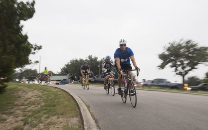 Group of people biking