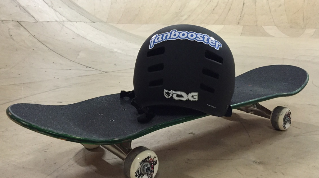 Helmet over Skateboard