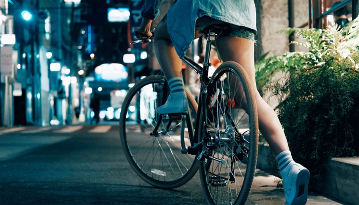 Woman riding on a bike