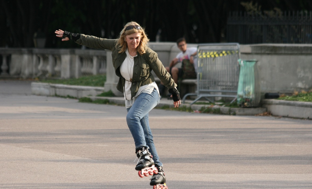 Woman roller skating